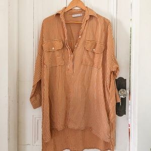 FAITHFULL THE BRAND mustard striped buttonup tunic